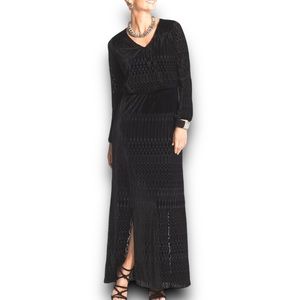 Chico’s Velvet Burnout Black Maxi Dress